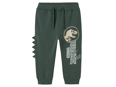 Name It Jurassic World sweatpants i mørkegrøn nuance med dinosaurprint