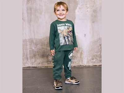 Name It Jurassic World sweatpants i mørkegrøn nuance med dinosaurprint