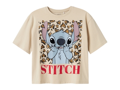 Name It t shirt i beige med Stitch print