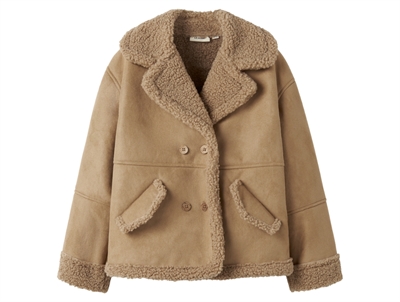 Lil\' Atelier jakke oxford tan set forfra med dobbeltradet knaplukning