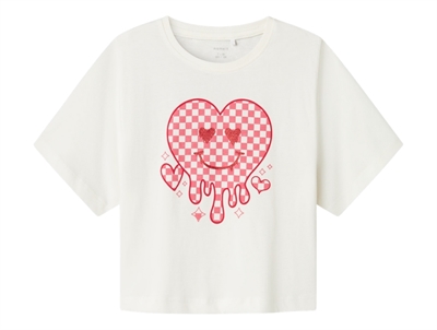 Name It t shirt i hvid med hjerte print