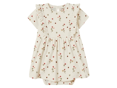 Lil' Atelier kjolebody i råhvid nuance med blomsterprint set forfra