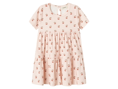 Lil' Atelier kjole i lys rosa nuance med kirsebærprint
