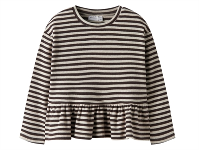 Stribet bluse i brun og råhvid fra Name It