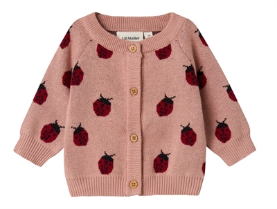 Lil' Atelier cardigan i rosa nuance med mariehøneprint