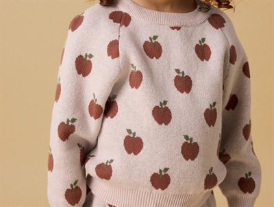 Lil\' Atelier strikbluse hushed violet med æbleprint