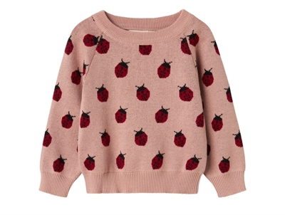 Lil' Atelier striktrøje i rosa nuance med mariehøneprint