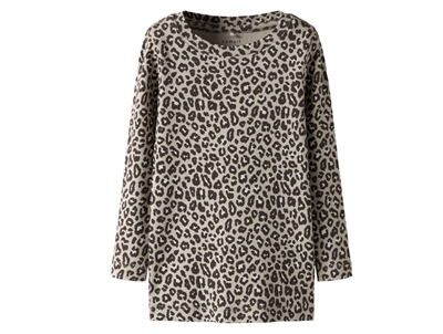 name it bluse i beige nuance med leopardprint