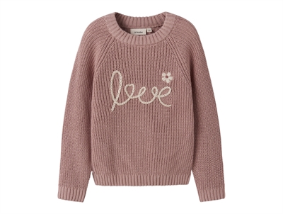 Lil' Atelier striktrøje misty rose med broderi