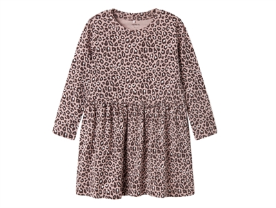 Name It kjole i lyserød nuance med leopardprint og lange ærmer