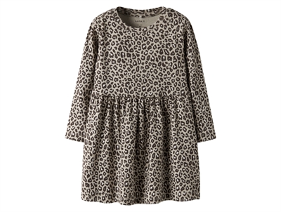 Name It kjole i beige nuance med leopardprint og lange ærmer