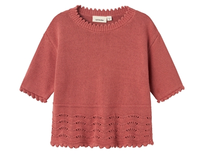 Lil' Atelier strikbluse i rosa nuance med bølgekant