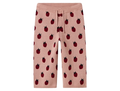 Lil' Atelier bukser i rosa nuance med mariehøneprint og brede ben