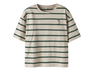 Name It t shirt i beige med grønne striber