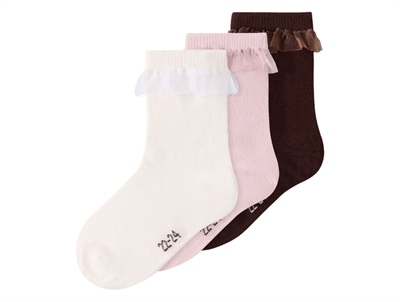 name it strømper i rosa nuance med flæsekant