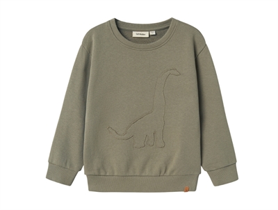 Lil' Atelier sweatshirt i grøn nuance med dinosaurmotiv