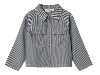 stribet skjorte i dark blue denim fra Lil\' Atelier med knapper og brystlommer