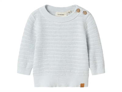 Lil' Atelier striktrøje i ancient water med knapper på skulderen