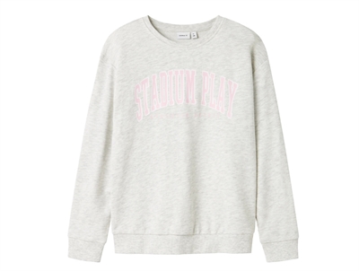Name It sweatshirt light grey melange med rosa print
