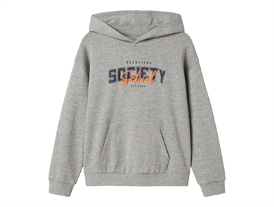 Name It hoodie grey melange med frontprint