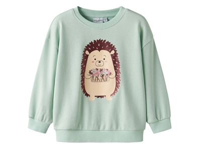 name it sweatshirt i mintgrøn nuance med pindsvin print
