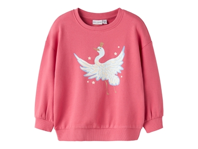name it sweatshirt i rosa nuance med svane print