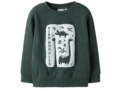 name it sweatshirt i grøn nuance med dinosaur print