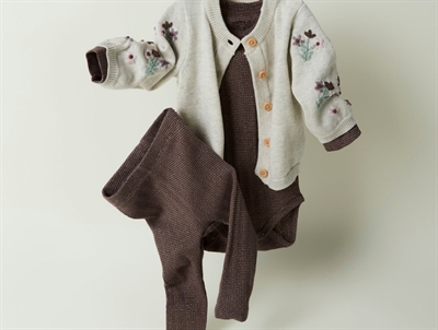 Name It Baby strikcardigan i peyote melange med blomsterbroderi