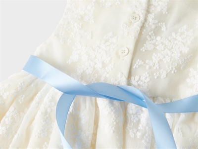 Name It dåbskjole råhvid med rosa satinbånd  