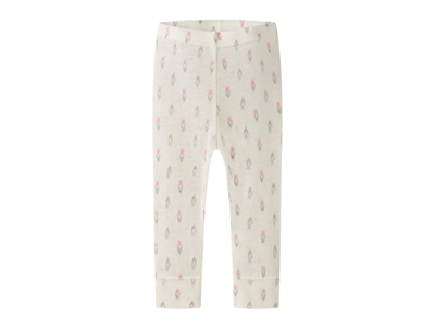 Name it leggings i merinould råhvid med blomsterprint set forfra