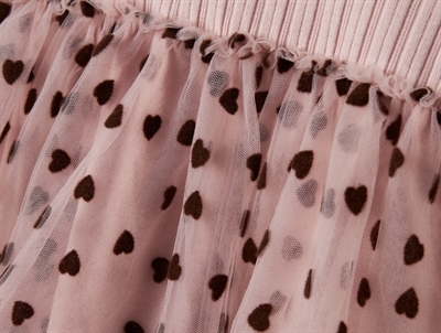 name it kjole i rosa nuance med tylskørt og brunt hjerteprint