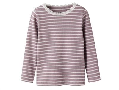 name it mini bluse toadstool med striber og blondekant forside