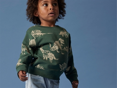 Name It MINI sweatshirt mørkegrøn med dinosaurprint