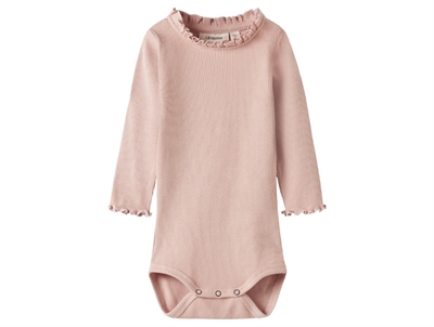 Lil' Atelier body i blød økologisk bomuld med flæsekant