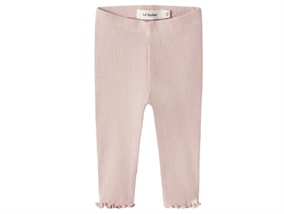 Lil' Atelier BABY leggings i cameo rose med flæsekant