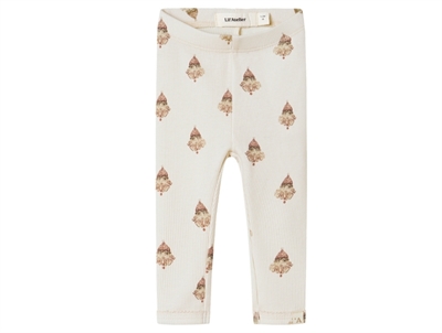 Lil' Atelier BABY leggings i pastel parchment med klovneprint