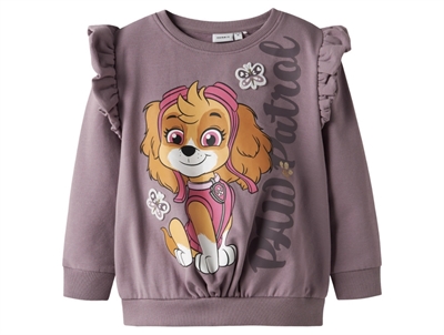 Name It MINI sweatshirt i rosa nuance med Paw Patrol print og flæser