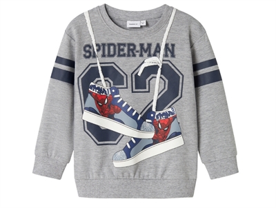 Name It MINI sweatshirt i grå nuance med Spiderman print og snøredetalje