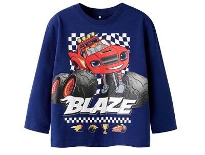 Name It MINI langærmet t-shirt i blå nuance med Blaze print