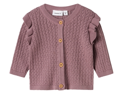 Name It cardigan i rosa nuance med flæser