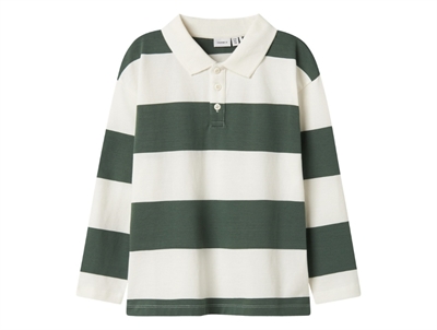 Name It polo bluse råhvid/grøn med striber