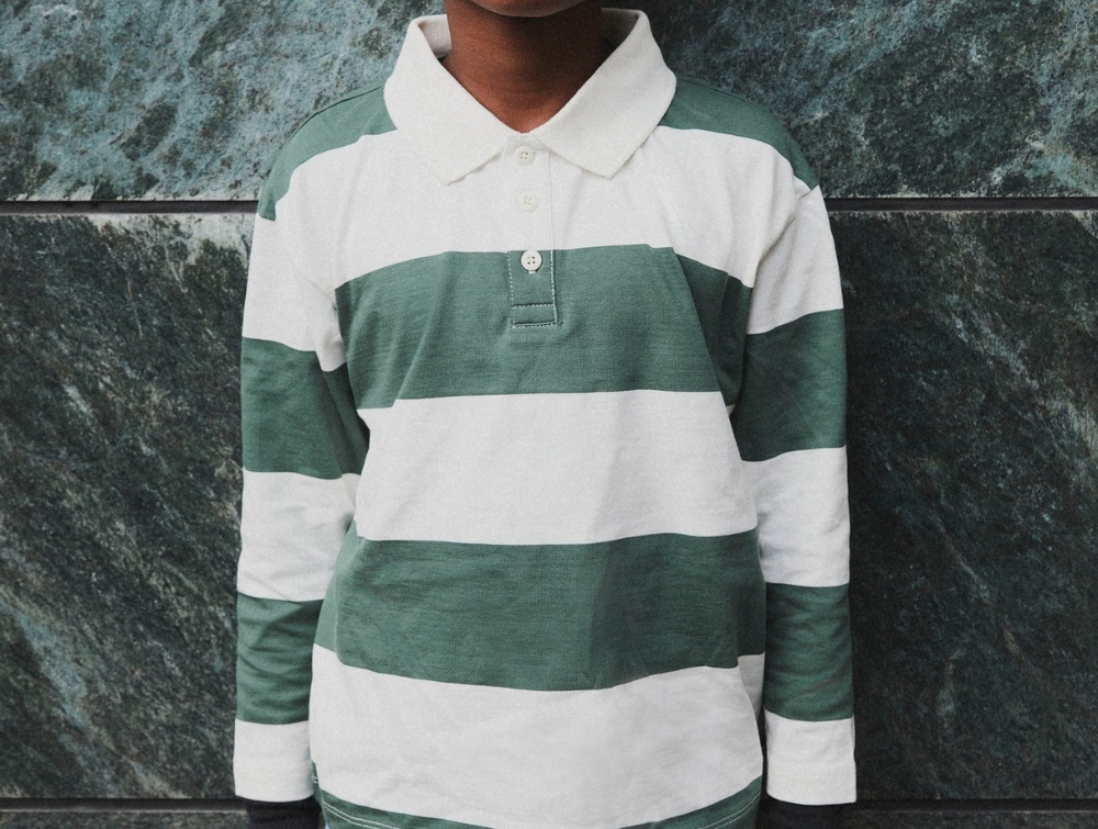 Name It Polo Bluse Råhvid/grøn Med Striber - Str.    7-8y 122/128cm