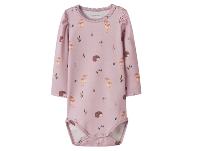 Name It body i lyserød nuance med print af skovdyr