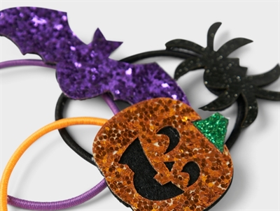 Nærbillede af Name It 3-pack hårelastikker med halloween tema