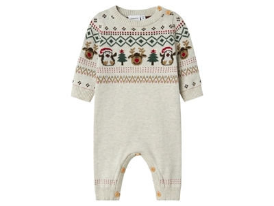 Baby i Name It strikdragt peyote melange med juleprint