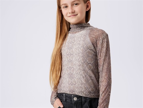 Name It Top Whitecap Gray Med Slange Print