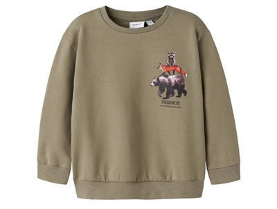 Name It MINI sweatshirt grå melange med dyreprint forside