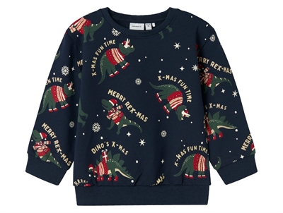 Name It sweatshirt navy blazer med dinosaur juleprint