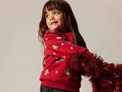 Barn i rød Name It sweatshirt med juleprint