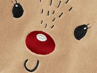 Detalje af rensdyr broderi på beige sweatshirt fra Name It